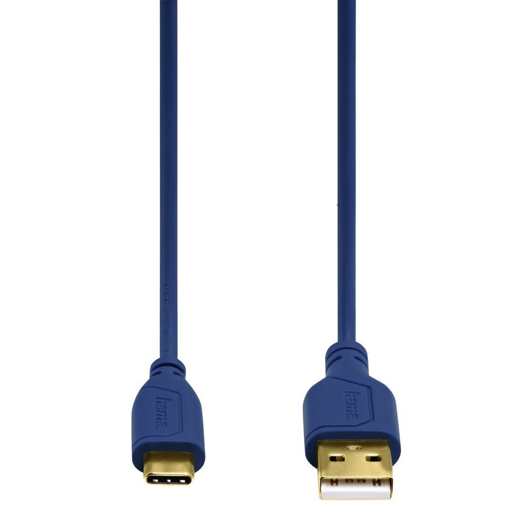 USB-C-kaapeli Hama Flexi-Slim, kullatut liittimet, taivutuksenkestävä, 0,75 m, sininen hinta ja tiedot | Puhelinkaapelit | hobbyhall.fi