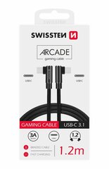 Swissten L Type Textile Universal Quick Charge 3.1 USB-C - USB-C data- ja latauskaapeli 1,2 m musta hinta ja tiedot | Adapterit | hobbyhall.fi