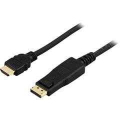 Deltaco DP-3020, DisplayPort - HDMI, 2 m hinta ja tiedot | Kaapelit ja adapterit | hobbyhall.fi