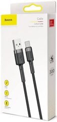 USB-kaapeli Baseus Cafule Type-C 1,0m 3A harmaa-musta CATKLF-BG1 hinta ja tiedot | Baseus Puhelimet, älylaitteet ja kamerat | hobbyhall.fi