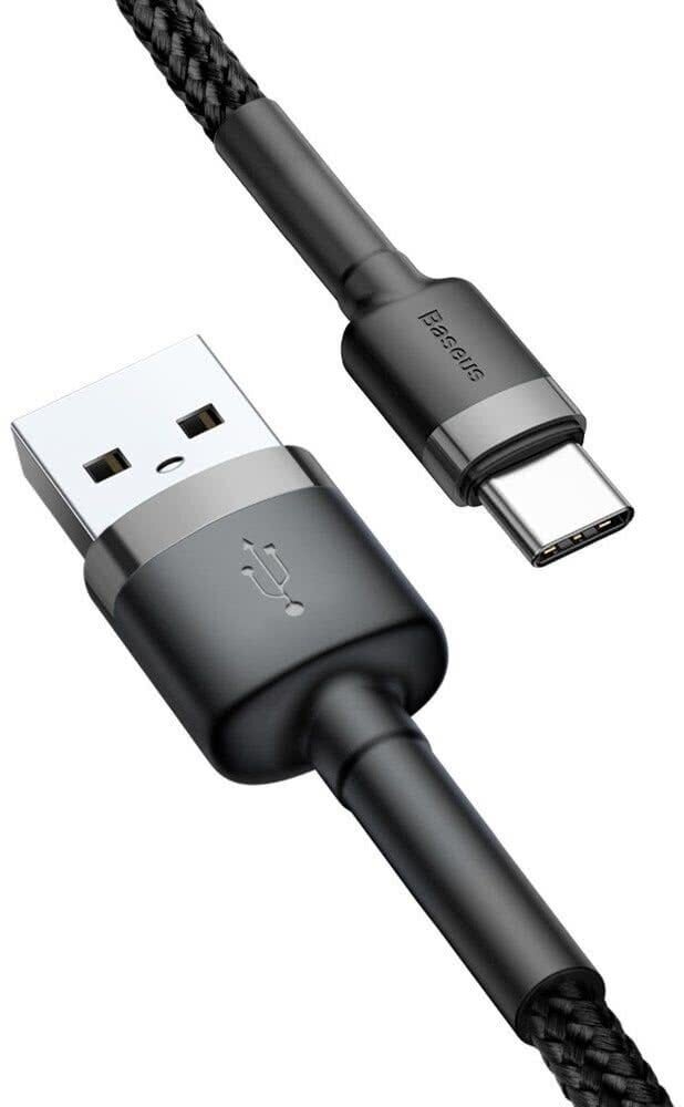 USB-kaapeli Baseus Cafule Type-C 1,0m 3A harmaa-musta CATKLF-BG1 hinta ja tiedot | Puhelinkaapelit | hobbyhall.fi
