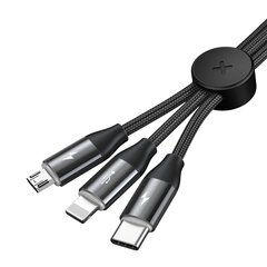 USB kaapeli Baseus 3W1 USB Micro USB / Lightning / Usb Type C 3.5A 1m, musta hinta ja tiedot | Puhelinkaapelit | hobbyhall.fi