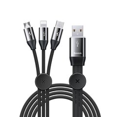 USB kaapeli Baseus 3W1 USB Micro USB / Lightning / Usb Type C 3.5A 1m, musta hinta ja tiedot | Puhelinkaapelit | hobbyhall.fi