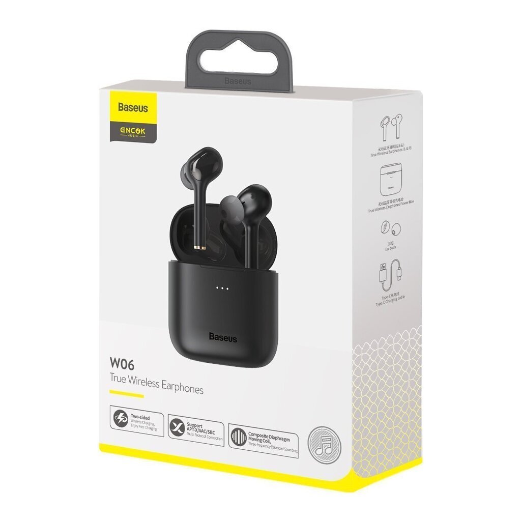 Baseus W06 täysin langattomat in-ear kuulokkeet, musta hinta ja tiedot | Kuulokkeet | hobbyhall.fi