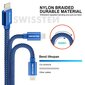 Swissten Textile Fast Charge 3A Lighthing (MD818ZM/A) Data and Charging Cable 2m Blue hinta ja tiedot | Kaapelit ja adapterit | hobbyhall.fi