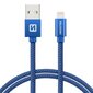 Swissten Textile Fast Charge 3A Lighthing (MD818ZM/A) Data and Charging Cable 2m Blue hinta ja tiedot | Kaapelit ja adapterit | hobbyhall.fi
