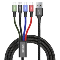 Kaapeli Baseus Lightning / 2X USB Type C / Micro USB nailonpunos 3,5A 1,2m, musta hinta ja tiedot | Baseus Puhelimet, älylaitteet ja kamerat | hobbyhall.fi