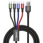 Kaapeli Baseus Lightning / 2X USB Type C / Micro USB nailonpunos 3,5A 1,2m, musta hinta ja tiedot | Puhelinkaapelit | hobbyhall.fi