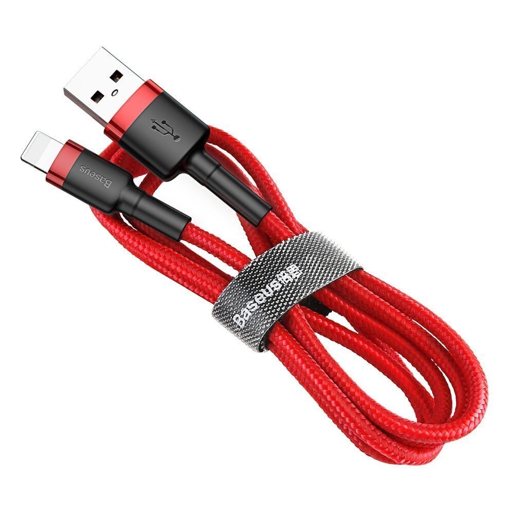 Kaapeli Baseus USB Kestävä Nylon punottu lanka Usb/Lightning Qc3.0 2A 3m, punainen CALKLF-R09 hinta ja tiedot | Puhelinkaapelit | hobbyhall.fi