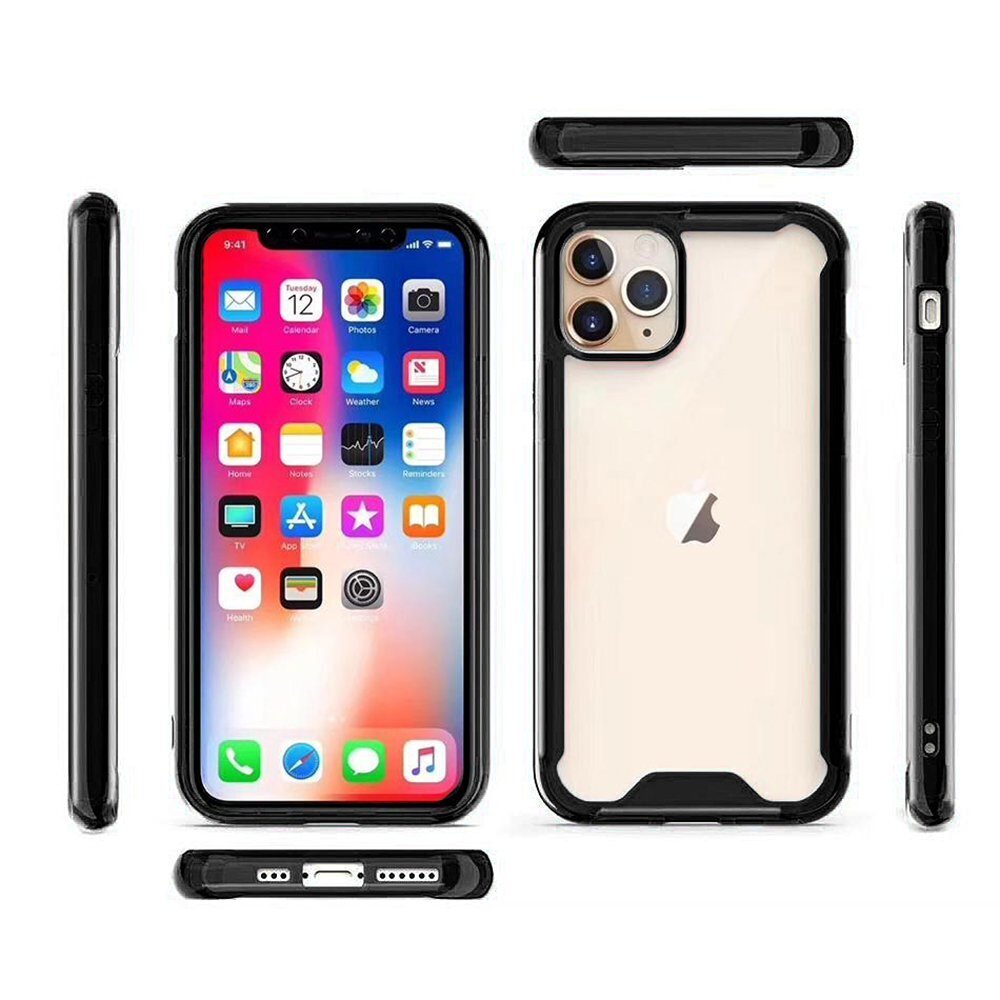 Mocco Acrylic Air Case Silicone Case for Apple iPhone 12 Pro Max Transparent-Black hinta ja tiedot | Puhelimen kuoret ja kotelot | hobbyhall.fi