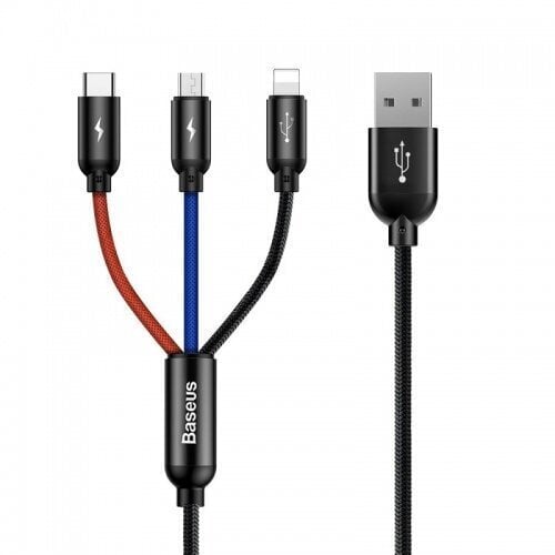 Kaapeli Baseus USB2.0 A liitin ja 3 liittimet (USB C, micro USB, salama) hinta ja tiedot | Kaapelit ja adapterit | hobbyhall.fi