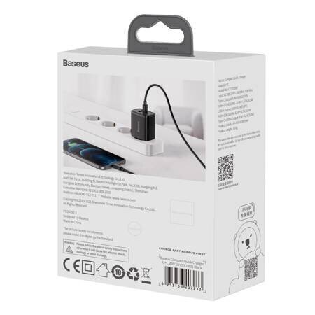 Laturi Baseus CCXJ-B01 USB + Type-C 20W musta hinta ja tiedot | Puhelimen laturit | hobbyhall.fi