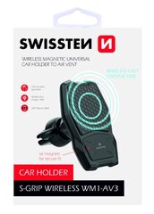 Swissten WM1-AV3 Air Vent Car Holder With Wireless Charging + Micro USB Cable 1.2m Black hinta ja tiedot | Puhelintelineet | hobbyhall.fi