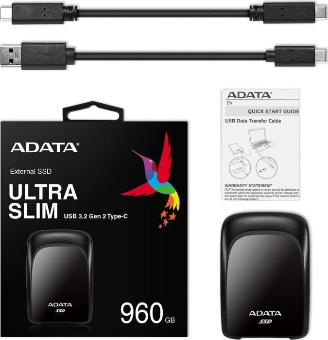 Ulkoinen levy AData ASC680-960GU32G2-CBK hinta ja tiedot | Ulkoiset kovalevyt | hobbyhall.fi