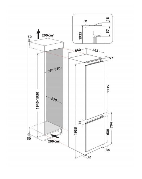 Integroitava jääkaappipakastin Whirlpool ART9811SF2, 194 cm hinta ja tiedot | Jääkaapit | hobbyhall.fi