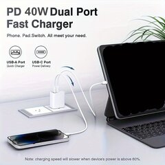 Kaksois-USB C 40W Pikalaturi, 3,3FT Kaapeli hinta ja tiedot | Puhelimen laturit | hobbyhall.fi