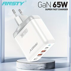 GaN 65W 3-portti Nopea Laturi USB-C Matkasovitin hinta ja tiedot | Puhelimen laturit | hobbyhall.fi