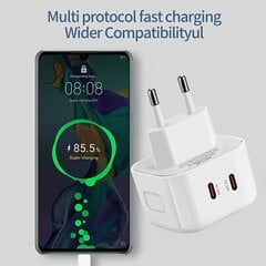 20W Kaksoisportti USB C Seinälaturi, TYPE-C Pikalaturi 2kpl TYPE-C Kaapelit iPhone 15 Sarjalle/iPad Pro/AirPods ja Android puhelimiin. hinta ja tiedot | Puhelimen laturit | hobbyhall.fi