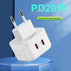 40W Kaksinkertainen USB-C Kompakti Laturi iPhone Samsung MacBookiksi hinta ja tiedot | Puhelimen laturit | hobbyhall.fi