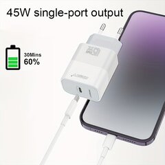 45W USB-C Seinä Laturi iPhonelle: Nopea PD-Lataus Adapteri hinta ja tiedot | Puhelimen laturit | hobbyhall.fi