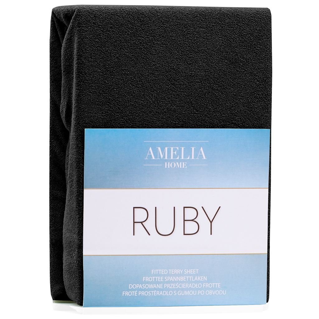 AmeliaHome Ruby -muotoonommeltu lakana, musta 180x200 hinta ja tiedot | Lakanat | hobbyhall.fi