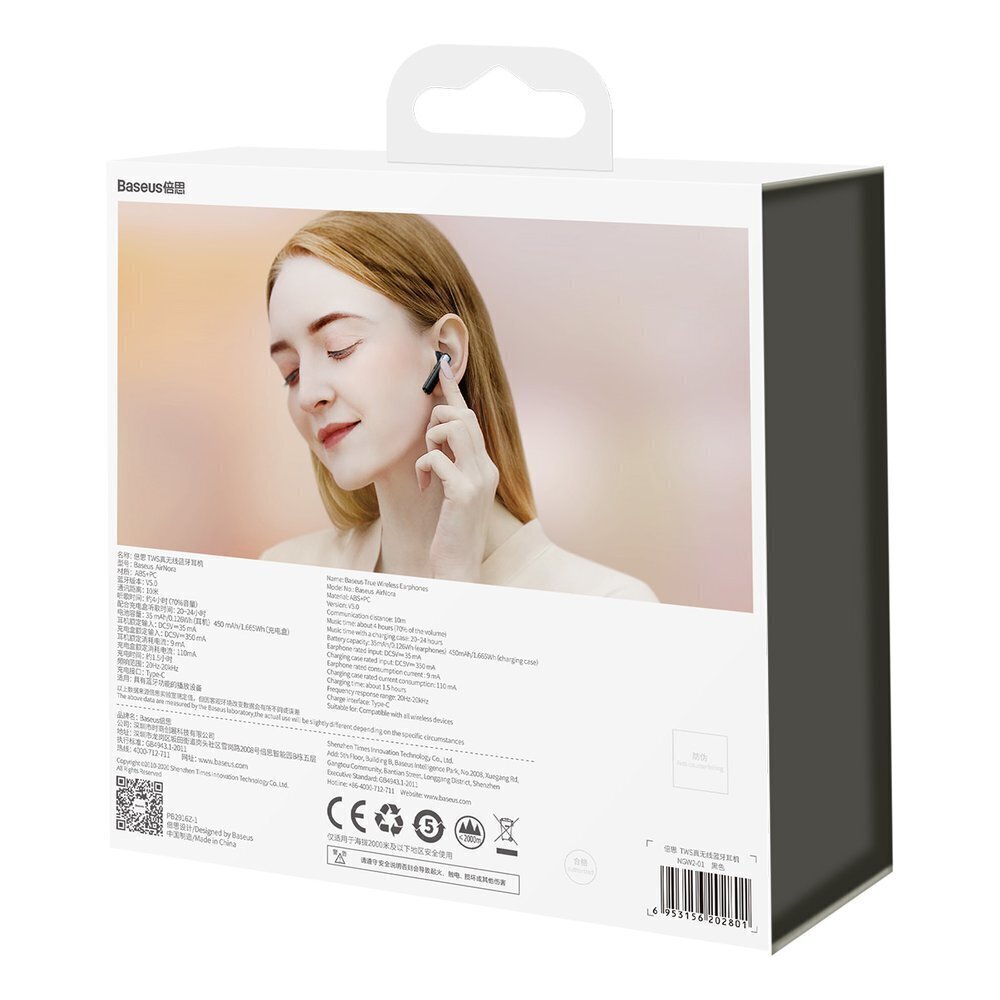 Langattomat kuulokkeet Baseus Encok W2, Bluetooth 5.0 (musta) hinta ja tiedot | Hands-free -tarvikkeet | hobbyhall.fi