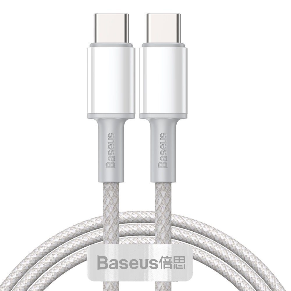 Baseus USB-C - USB-C-kaapeli, 100 W, 5 A, 1 m, valkoinen (CATGD-02) hinta ja tiedot | Puhelinkaapelit | hobbyhall.fi