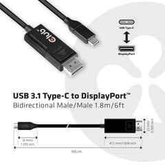 Cable Club 3D TypC 3.1->DP1.4 8K 60Hz St./St. 1,8m hinta ja tiedot | Kaapelit ja adapterit | hobbyhall.fi