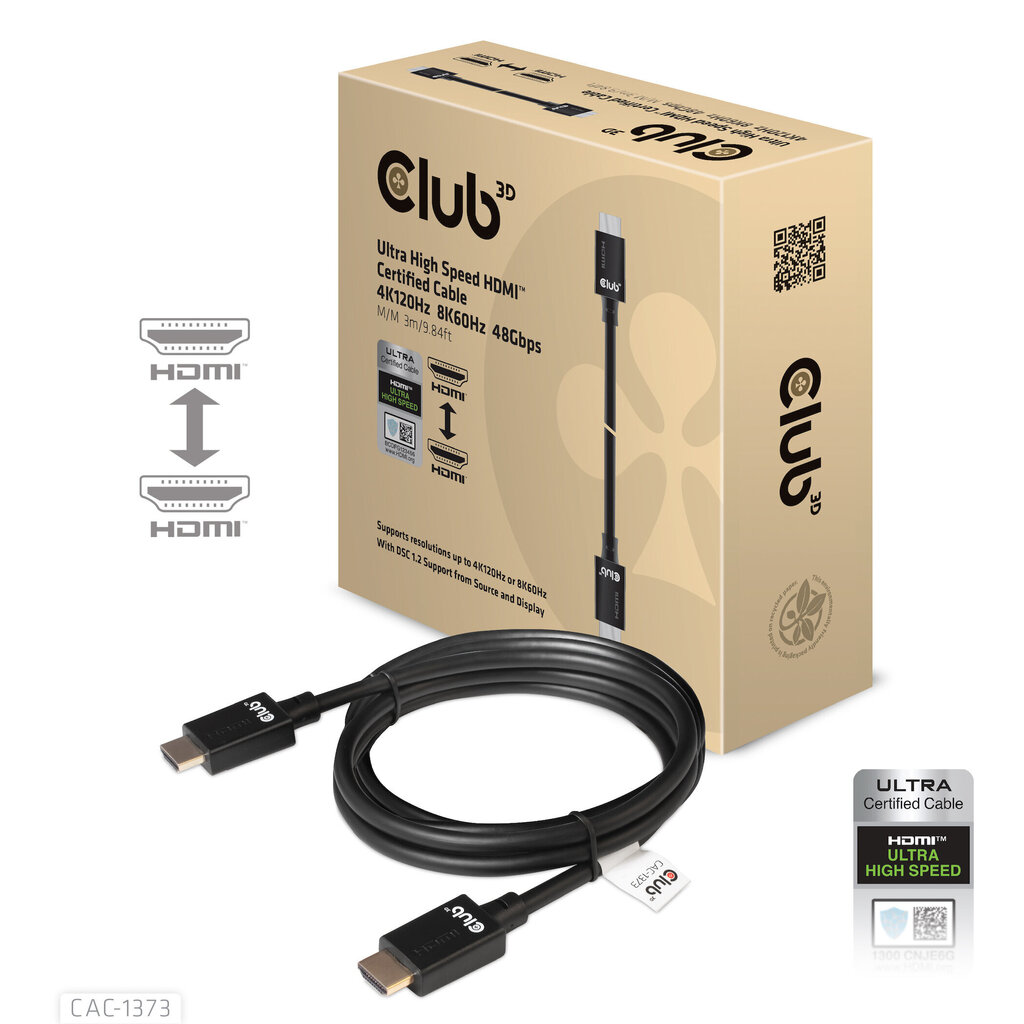 Cable C3D UltrahighSpeed HDMI 10K 48 Gbps St/ST 3m hinta ja tiedot | Kaapelit ja adapterit | hobbyhall.fi