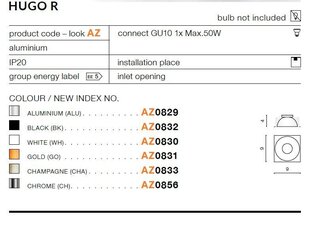 Azzardo -lampun runko Hugo R Musta hinta ja tiedot | Upotettavat valaisimet ja LED-valaisimet | hobbyhall.fi