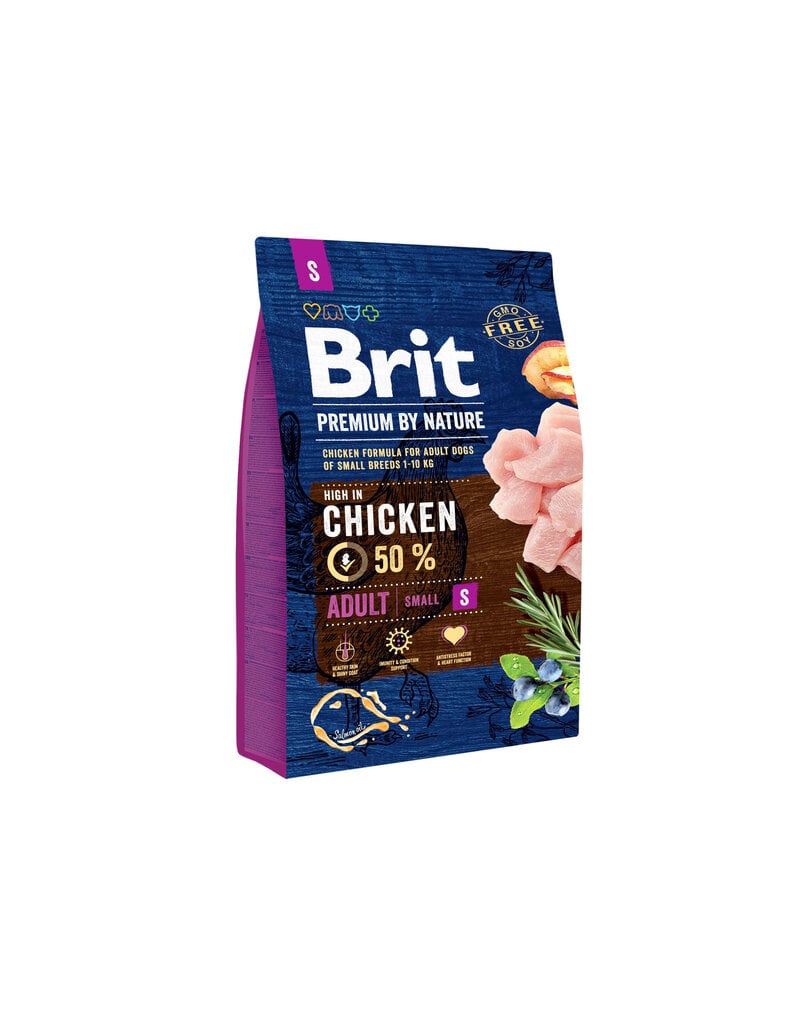 Brit Premium by Nature Adult S täysravinto aikuisille koirille 3kg hinta ja tiedot | Koiran kuivaruoka | hobbyhall.fi