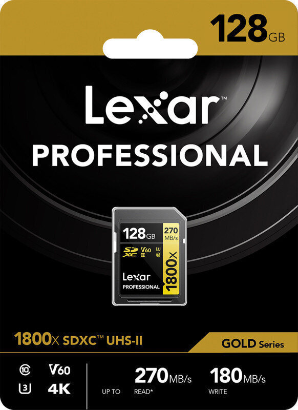 Lexar muistikortti SDXC 128GB Professional 1800x UHS II U3 V60 hinta ja tiedot | Kameran muistikortit | hobbyhall.fi