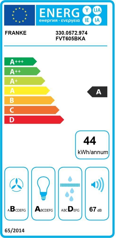 Franke FVT 605 BK A 330.0572.974 hinta ja tiedot | Liesituulettimet | hobbyhall.fi