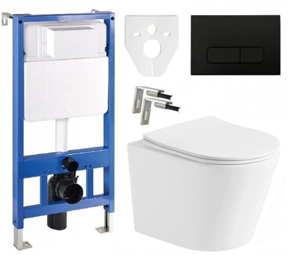WC-setti Mexen 5in1 Fenix Slim wc-istuimella Rico Rimless Slim, valkoinen matta hinta ja tiedot | WC-istuimet | hobbyhall.fi