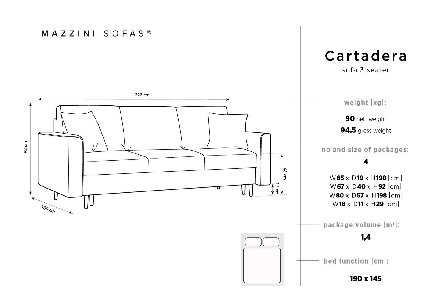 Kolmen istuttava sohva Mazzini Sofas Cartadera, beige/musta hinta ja tiedot | Sohvat ja vuodesohvat | hobbyhall.fi