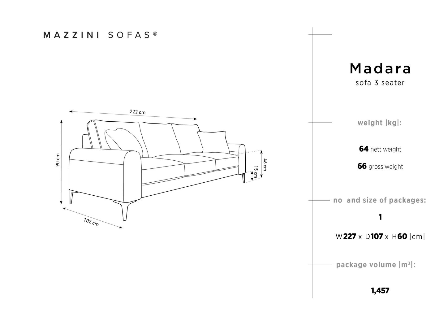 Kolmen istuttava sohva Mazzini Sofas Madara, veluuri, vaaleanvihreä/kultainen hinta ja tiedot | Sohvat ja vuodesohvat | hobbyhall.fi