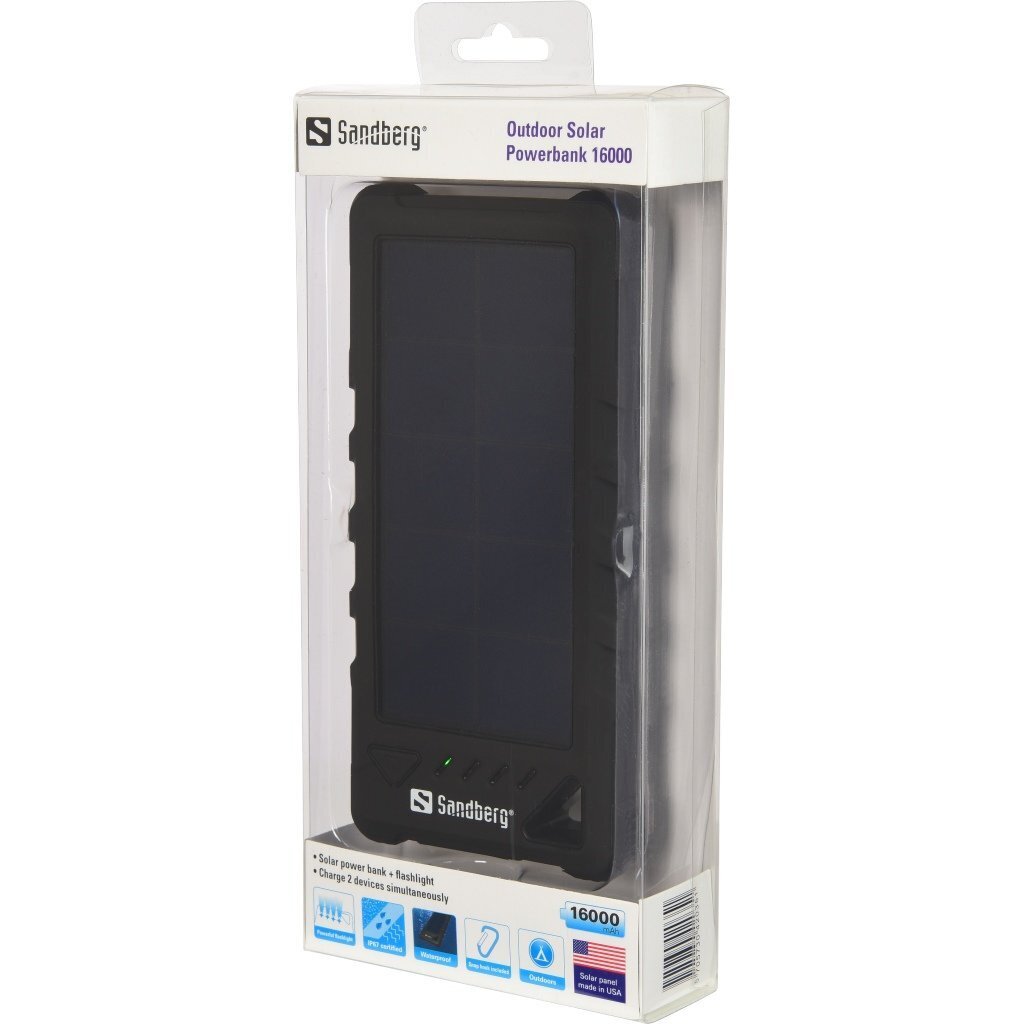 Powerbank Sandberg Solar Powerbank 16000 (420-35) hinta ja tiedot | Varavirtalähteet | hobbyhall.fi