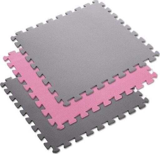 Suojaava lattiamatto One Fitness 60x60x1 cm, 9 kpl, vaaleanpunainen/harmaa hinta ja tiedot | Treenivälineet | hobbyhall.fi