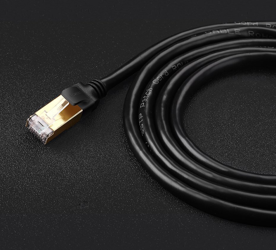 Kaapeli Ugreen Ethernet Patchcord RJ45 Cat 7 STP LAN 10Gbps 2m, musta (11269) hinta ja tiedot | Kaapelit ja adapterit | hobbyhall.fi