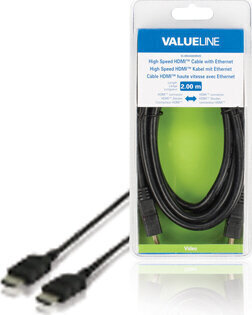 Valueline VLVB34000B20 HDMI A -suutin - suutin 1,4, 2 m hinta ja tiedot | Kaapelit ja adapterit | hobbyhall.fi