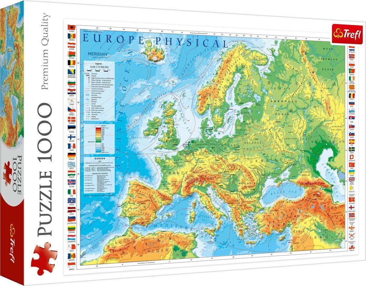 TREFL Palapeli Euroopan kartta, 1000 palaa hinta ja tiedot | Palapelit | hobbyhall.fi