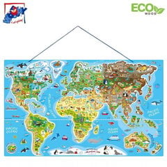 Koulutuksellinen magneettinen maailmankartta pelillä, 77x47 cm hinta ja tiedot | Kehittävät lelut | hobbyhall.fi