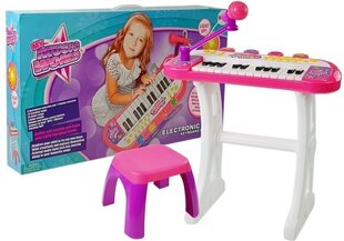Piano mikrofonilla ja tuolilla, vaaleanpunainen. hinta ja tiedot | Kehittävät lelut | hobbyhall.fi