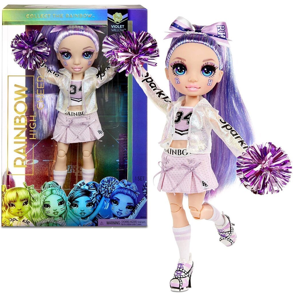 Rainbow High Cheer Doll - Violet Willow (violetti) hinta ja tiedot | Tyttöjen lelut | hobbyhall.fi