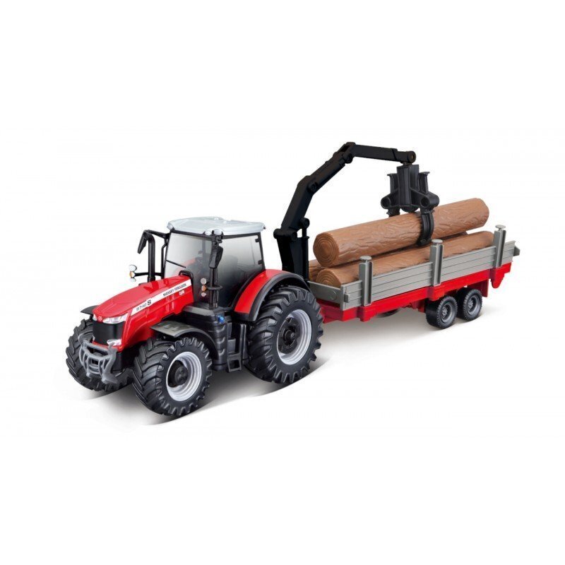 Traktori Bburago Massey Ferguson 8740S Traktori Kids kuormatraktorilla hinta ja tiedot | Poikien lelut | hobbyhall.fi