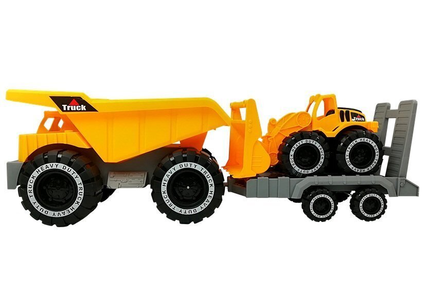 Kuormaauto perävaunulla ja 49 cm puskutraktori, keltainen hinta ja tiedot | Poikien lelut | hobbyhall.fi