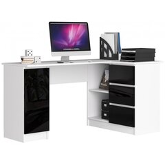 NORE B20, Kirjoituspöytä oikea, valkoinen/musta hinta ja tiedot | Tietokonepöydät ja työpöydät | hobbyhall.fi