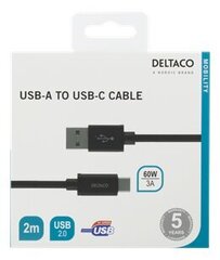 Deltaco USBC-1134M, USB A, USB C, 2m hinta ja tiedot | Puhelinkaapelit | hobbyhall.fi