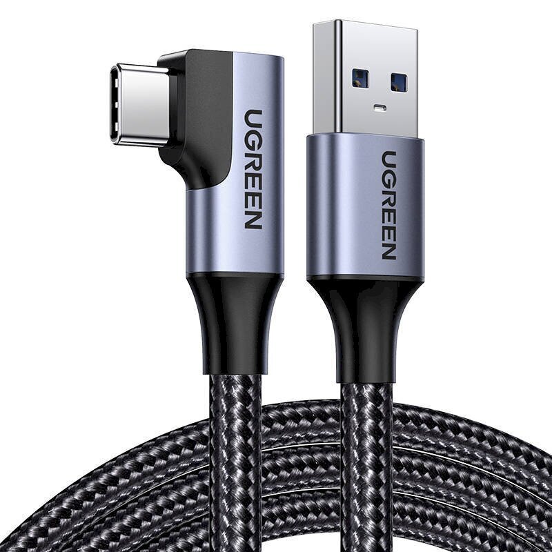 Kulmakaapeli USB USB C UGREEN US385, 3A, 1m (musta) hinta ja tiedot | Puhelinkaapelit | hobbyhall.fi