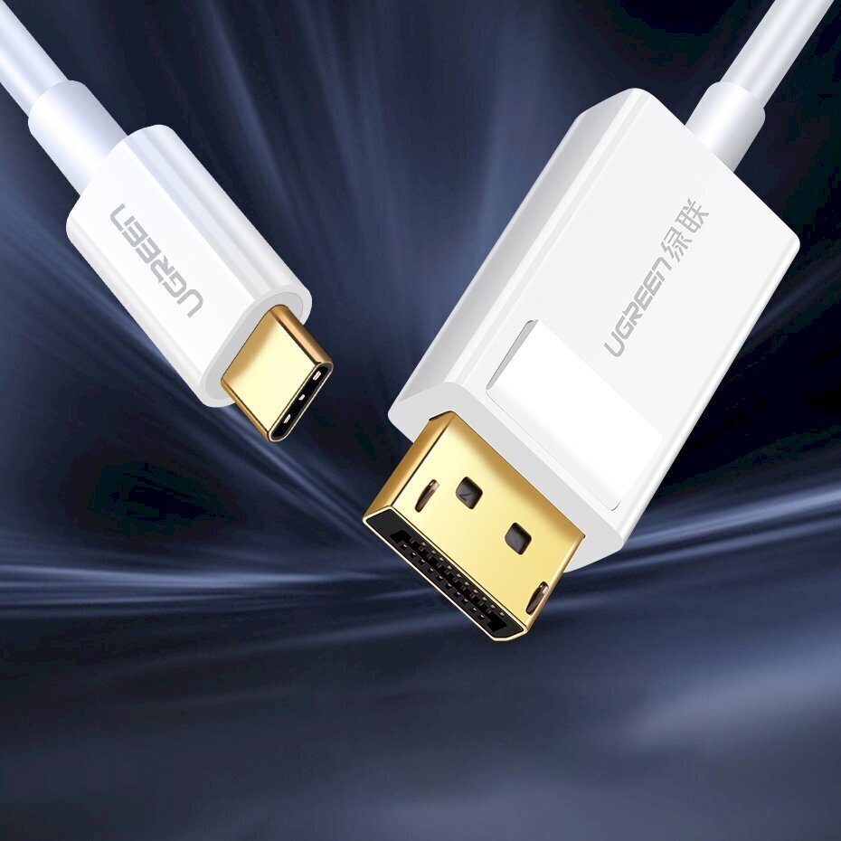 Ugreen yksisuuntainen C-tyypin USB-näyttöportti 4K 1,5 m sovitinkaapeli valkoinen (MM139) hinta ja tiedot | Puhelinkaapelit | hobbyhall.fi